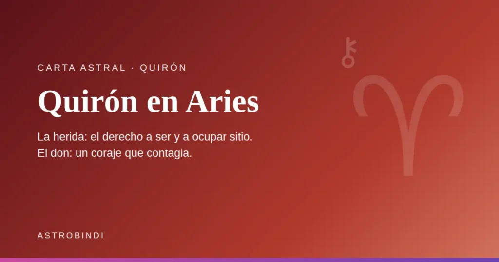 Quirón en Aries en la carta astral: la herida de afirmarte y el don del coraje — AstroBindi