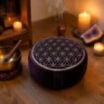Cojín de meditación flor de la vida terciopelo