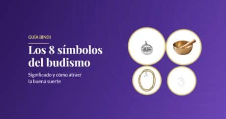 Los 8 símbolos auspiciosos del budismo: flor de loto, cuenco tibetano, mala y Om