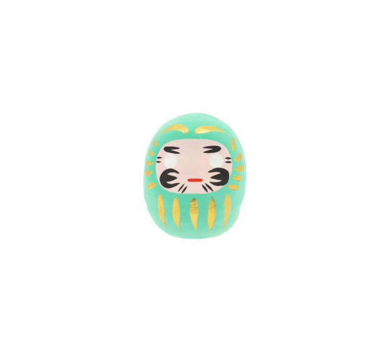 Daruma japonés turquesa, amuleto del éxito académico y los estudios