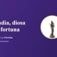 Abundia, diosa de la fortuna, con la figura de la diosa Fortuna y su velón