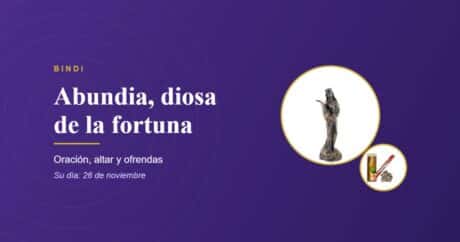 Abundia, diosa de la fortuna, con la figura de la diosa Fortuna y su velón