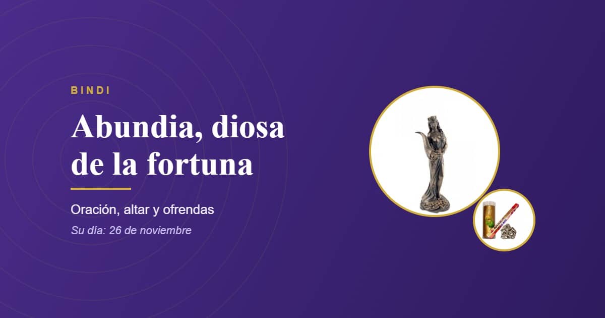 Abundia, diosa de la fortuna, con la figura de la diosa Fortuna y su velón