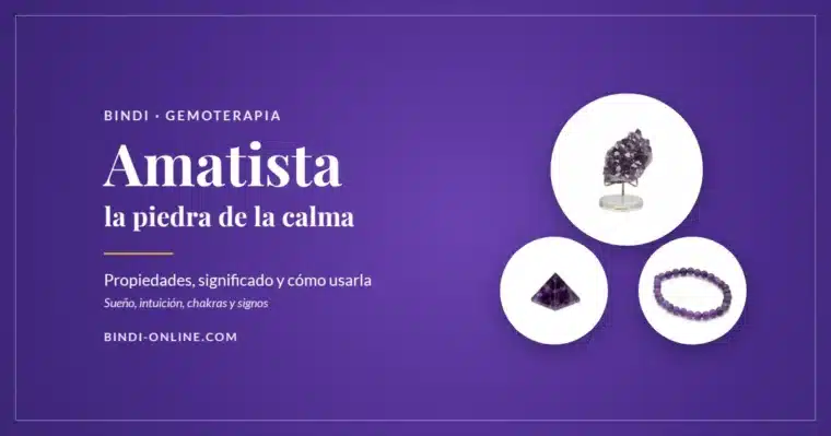 Amatista: drusa, pirámide y pulsera de amatista de Bindi, la piedra de la calma