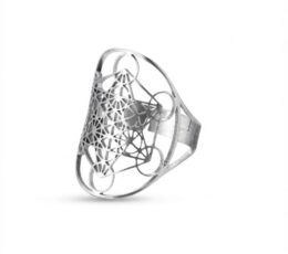 Anillo cubo de Metatrón de plata calado