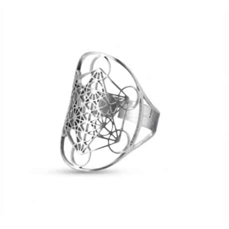 Anillo cubo Metatron plata
