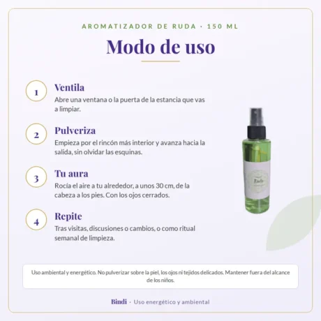 Aromatizador de ruda – modo de uso