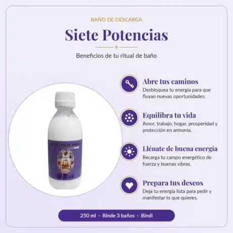 Beneficios del Baño Siete Potencias de Bindi