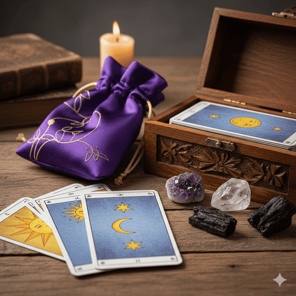 Baraja de tarot en su caja, regalo para quien tira las cartas