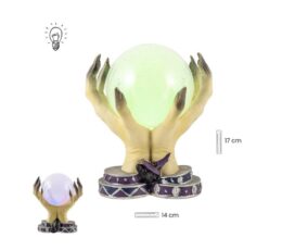 Bola de cristal con luz sostenida por dos manos, decoración de Halloween de 17 cm