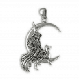 Colgante bruja con gato – plata de ley