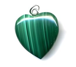 Colgante corazón malaquita plata