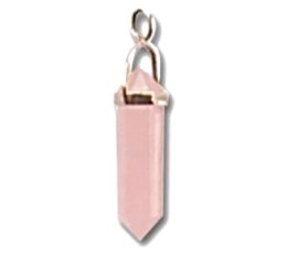 Colgante de cuarzo rosa biterminado en plata de ley