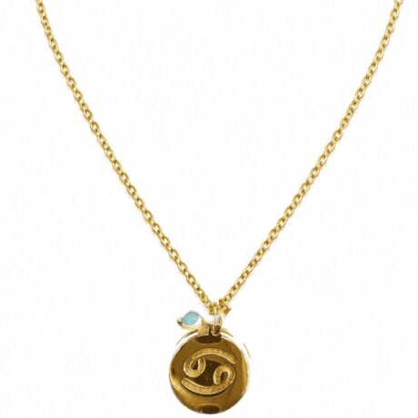 colgante horoscopo cancer acero dorado cuadrada