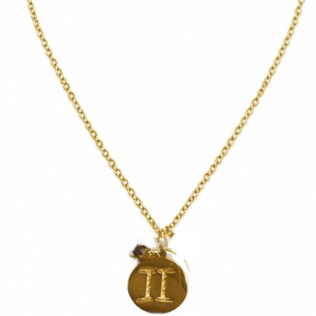 colgante horoscopo geminis acero dorado cuadrada