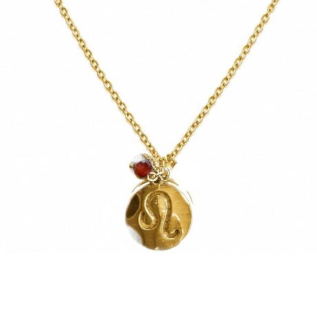colgante horoscopo leo acero dorado ficha