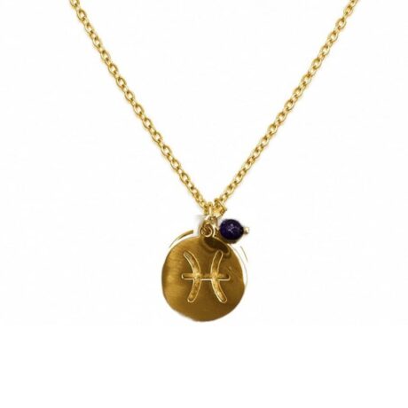 colgante horoscopo piscis acero dorado ficha