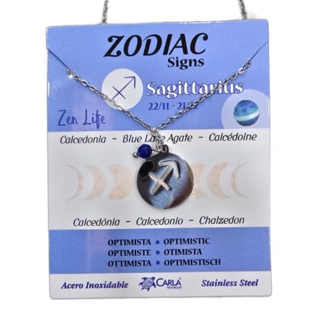 colgante horoscopo sagitario acero carton