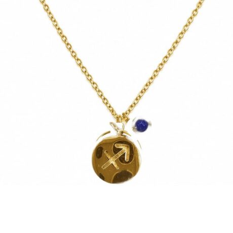 colgante horoscopo sagitario acero dorado ficha