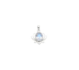 Colgante flor de loto piedra lunar plata