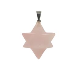 Colgante merkaba cuarzo rosa - plata de ley