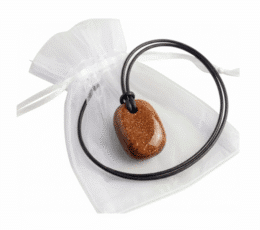 Colgante rodado aventurina dorada agujero