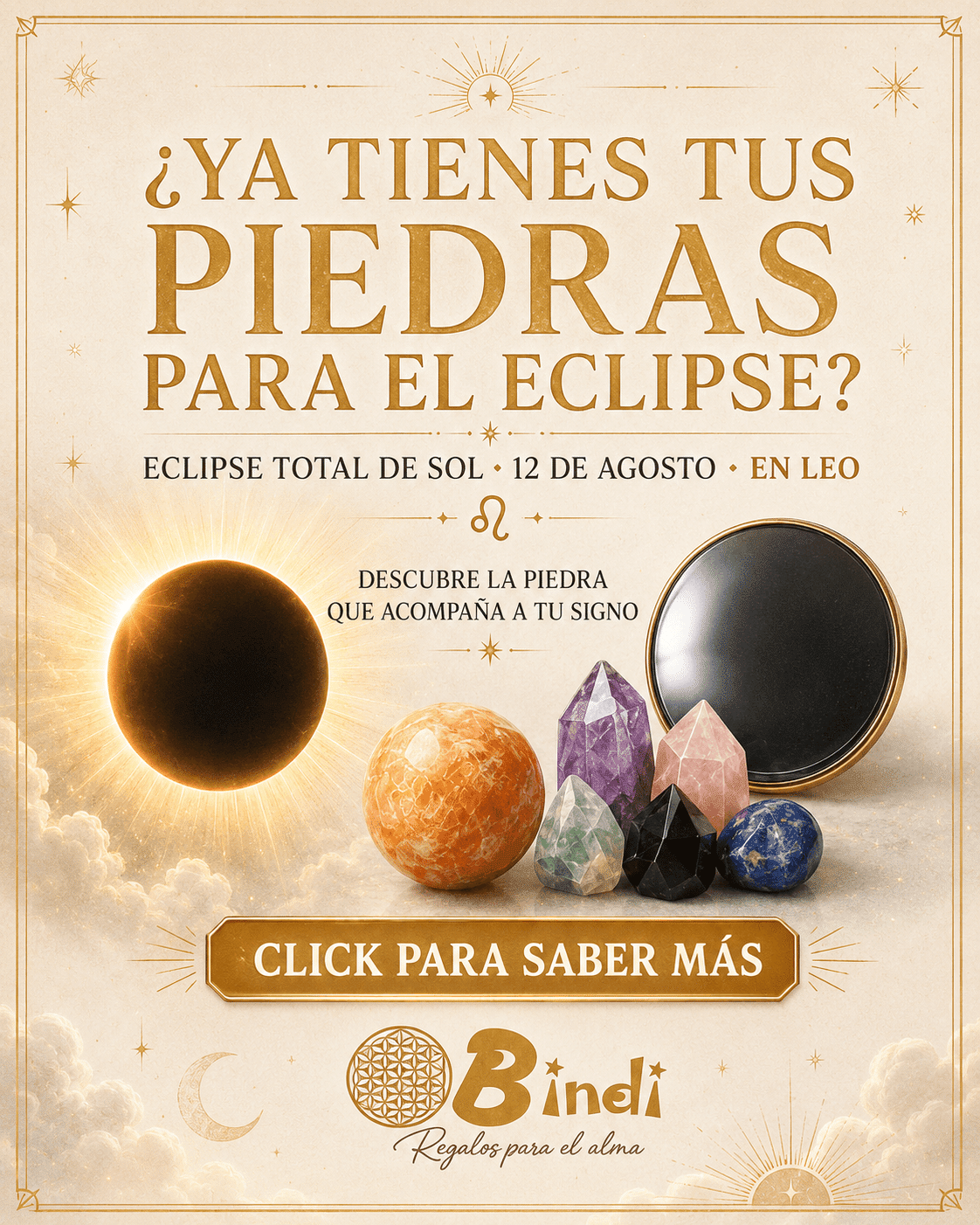 Descubre tu piedra para el eclipse 12 agosto