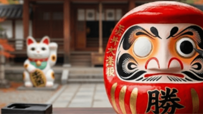 banner daruma amuleto japones