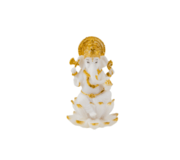 Figura ganesha blanco y dorado