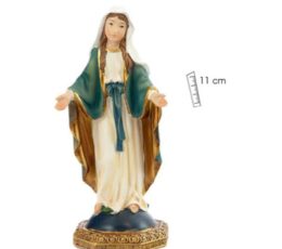 Figura de la Virgen Milagrosa de 11 cm en resina, con los brazos abiertos