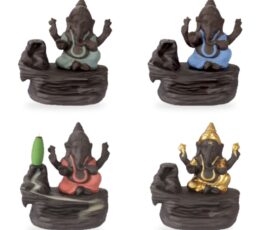 Incensario de reflujo Ganesha en 4 colores: verde, azul, naranja y dorado