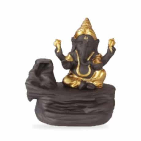 Incensario de reflujo Ganesha dorado