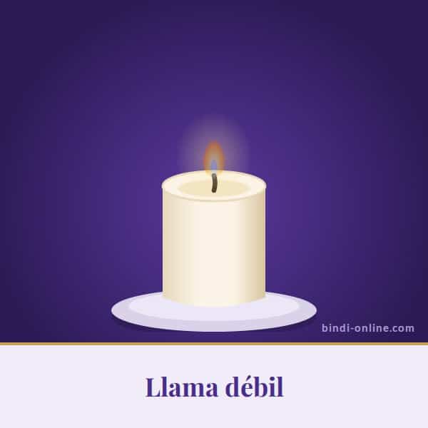 Llama de vela débil significado