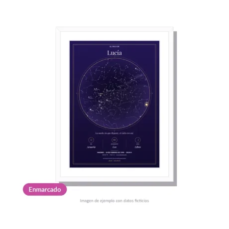 Mapa del cielo personalizado enmarcado