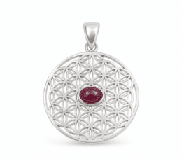 Colgante Flor de la Vida con rubí en plata de ley 925
