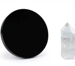 Pack de espejo de obsidiana negra y punta de cristal de roca para meditación