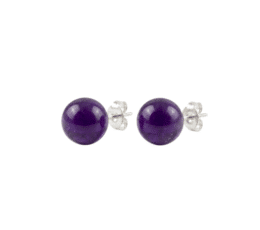 Pendientes bola amatista 8mm plata