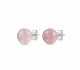 Pendientes bola cuarzo rosa 10mm plata de ley