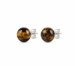 Pendientes bola ojo de tigre plata