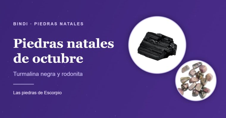 Turmalina negra en bruto y rodados de rodonita, las piedras natales de octubre