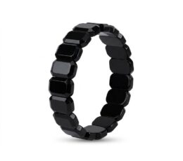 Pulsera de ágata negra tallada rectangular, escudo protector