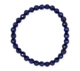 Pulsera de aventurina azul con bolas facetadas de 6 mm