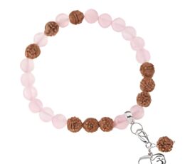 Pulsera bola cuarzo rosa y rudraska