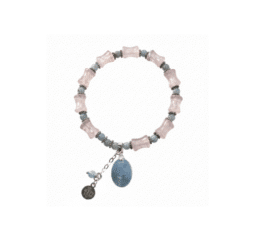 Pulsera cuarzo rosa y aguamarina