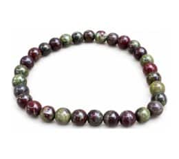 Pulsera de bolas de jaspe dragón de 6 mm en tonos verdes y rojos