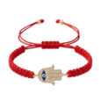 Pulsera mano de Fatima y ojo turco hilo rojo