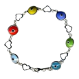 Pulsera ojo turco corazones plata