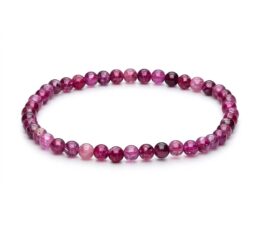 Pulsera de rubí con bolas de 4 mm en tonos rosa y frambuesa