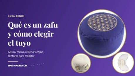 Zafu de meditación flor de la vida, cojín media luna y cojín 7 chakras de Bindi