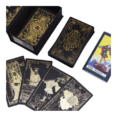 Tarot Gold Foil Rider – Baraja de 78 cartas negras y doradas con caja de regalo